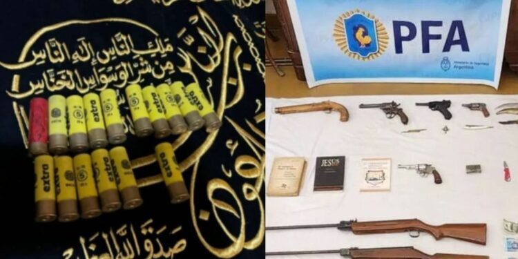 Images of weapons found during the raid by Federal Police.