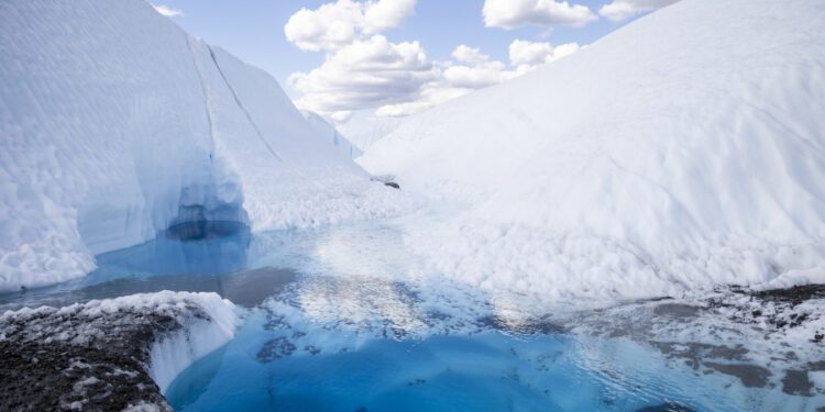 A MICA Guides tour shows the unique icy landscape of the 27-mile-long Matanuska Glacier in Alaska on July 20. Deep holes, flowing glacial streams, ice canyons and blue pools of water define this cold and beautiful landscape.