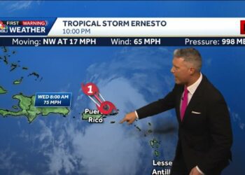 Tracking Ernesto with the latest stats and path