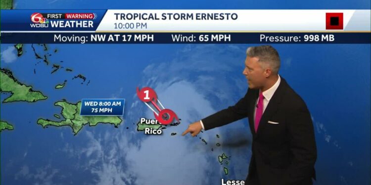 Tracking Ernesto with the latest stats and path