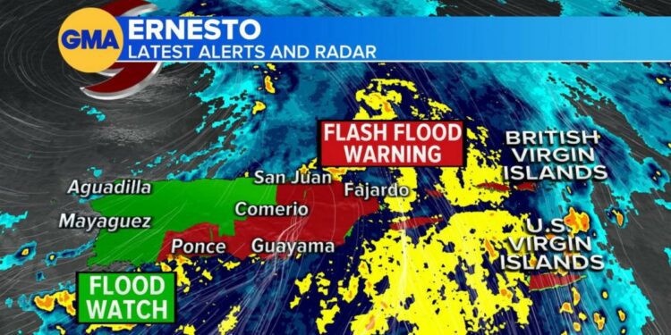 Tropical Storm Ernesto batters Puerto Rico