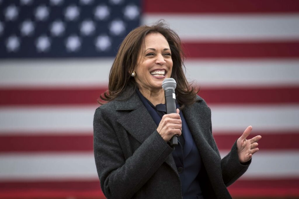 DETROIT, MI - OCTOBER 25: Democratic U.S. Vice Presidential nominee Sen. Kamala Harris (D-CA) speaks