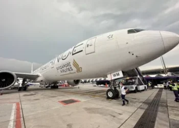 A Singapore Airlines aircraft is seen on tarmac after requesting an emergency landing at Bangkok's Suvarnabhumi International Airport, Thailand, on May 21. Pongsakornr Rodphai/Handout via REUTERS