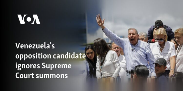 Venezuela's opposition candidate ignores Supreme Court summons