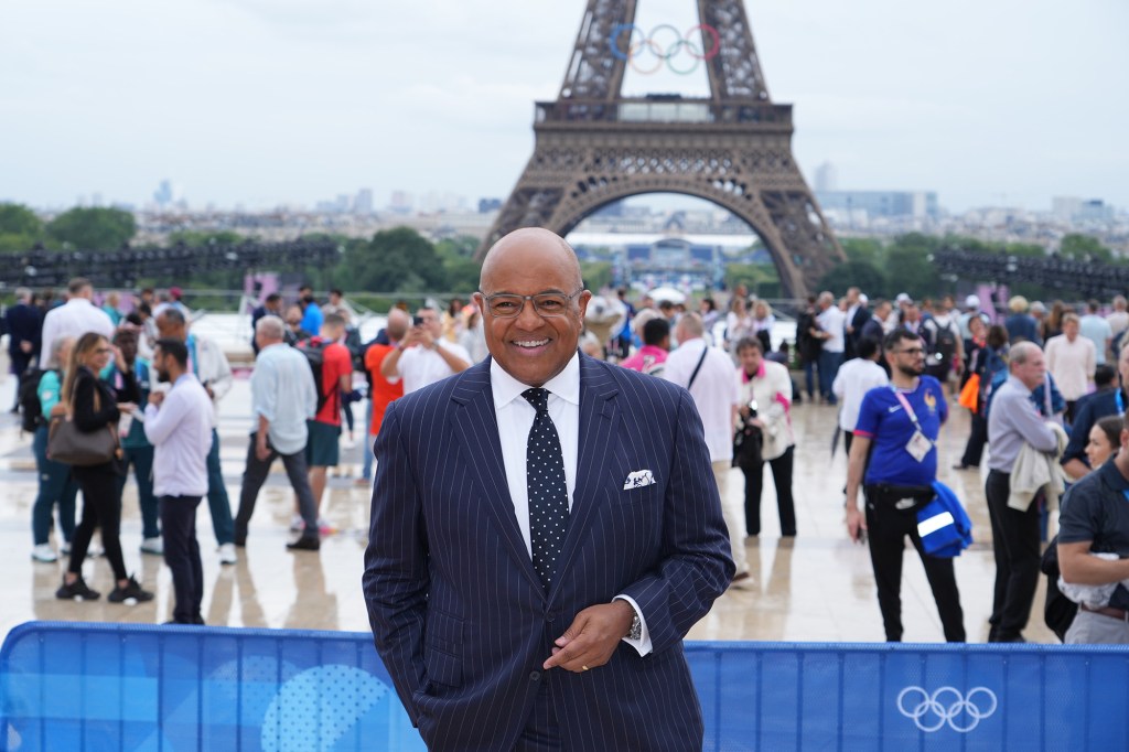 Mike Tirico, pictured on July 26, apologized for his mistake.