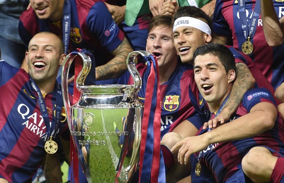 Suarez teamed up with Neymar and Lionel Messi to devastating effect (AFP via Getty Images)