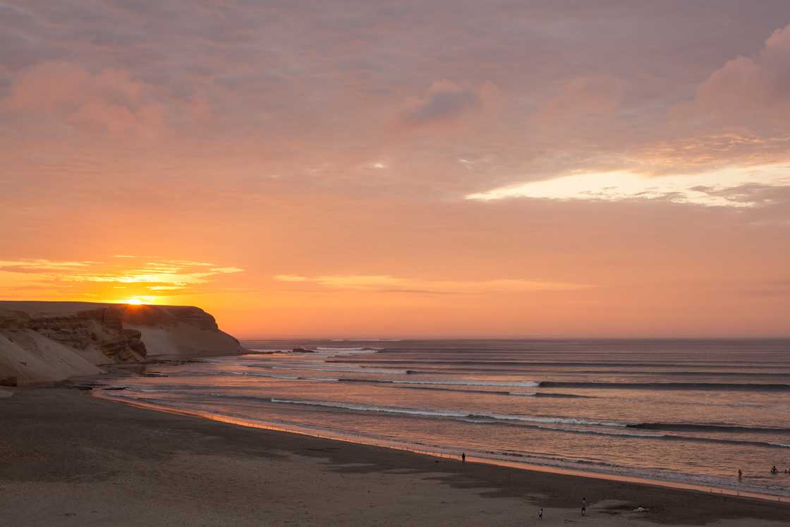 A landscape image of Chicama in the North of Peru taken at the end of the day