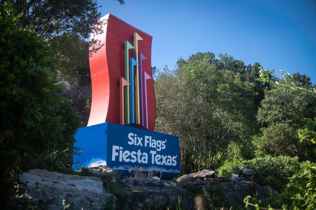 A prominent sign displaying the words 