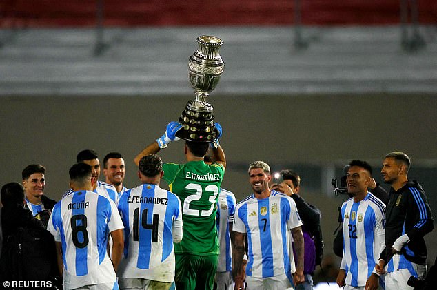 The incident took place when Martinez and his Argentina team-mates paraded a replice Copa America trophy