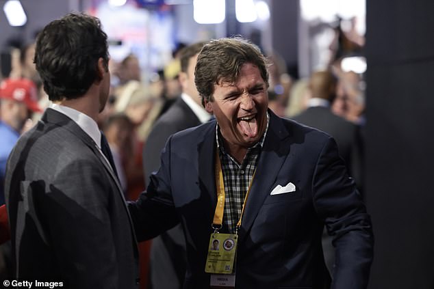 Tucker Carlson attends the first day of the Republican National Convention at the Fiserv Forum on July 15, 2024 in Milwaukee