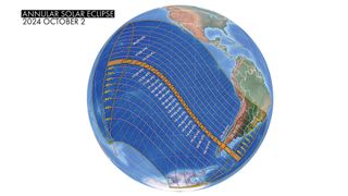 A map of the Oct. 2, 2024, annular solar eclipse