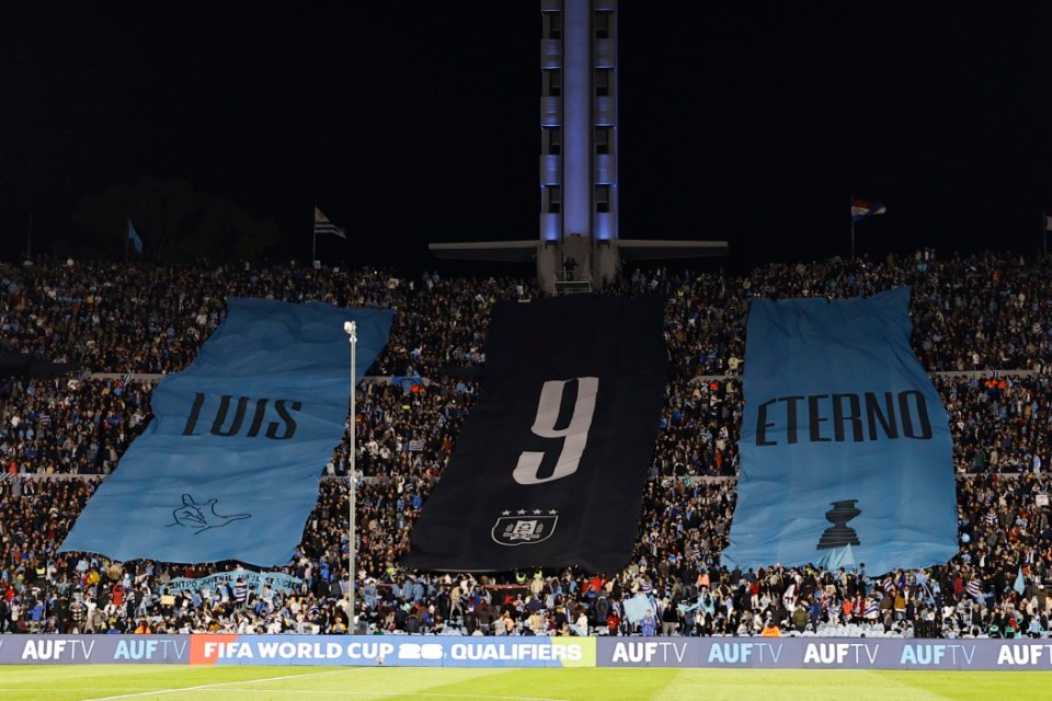 Supporters displayed banners in honour of Suarez on his last international appearance