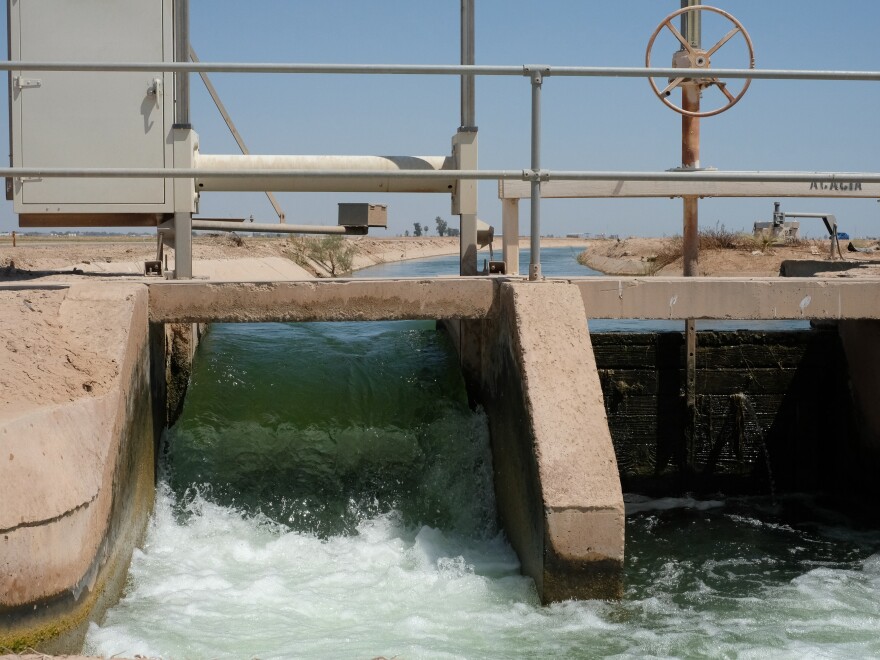 The irrigation gate of the Acacia Canal in the Imperial Valley near El Centro delivers Colorado River water to Tagg’s fields and other farms. The Colorado River is the only source of water for the Imperial Valley.