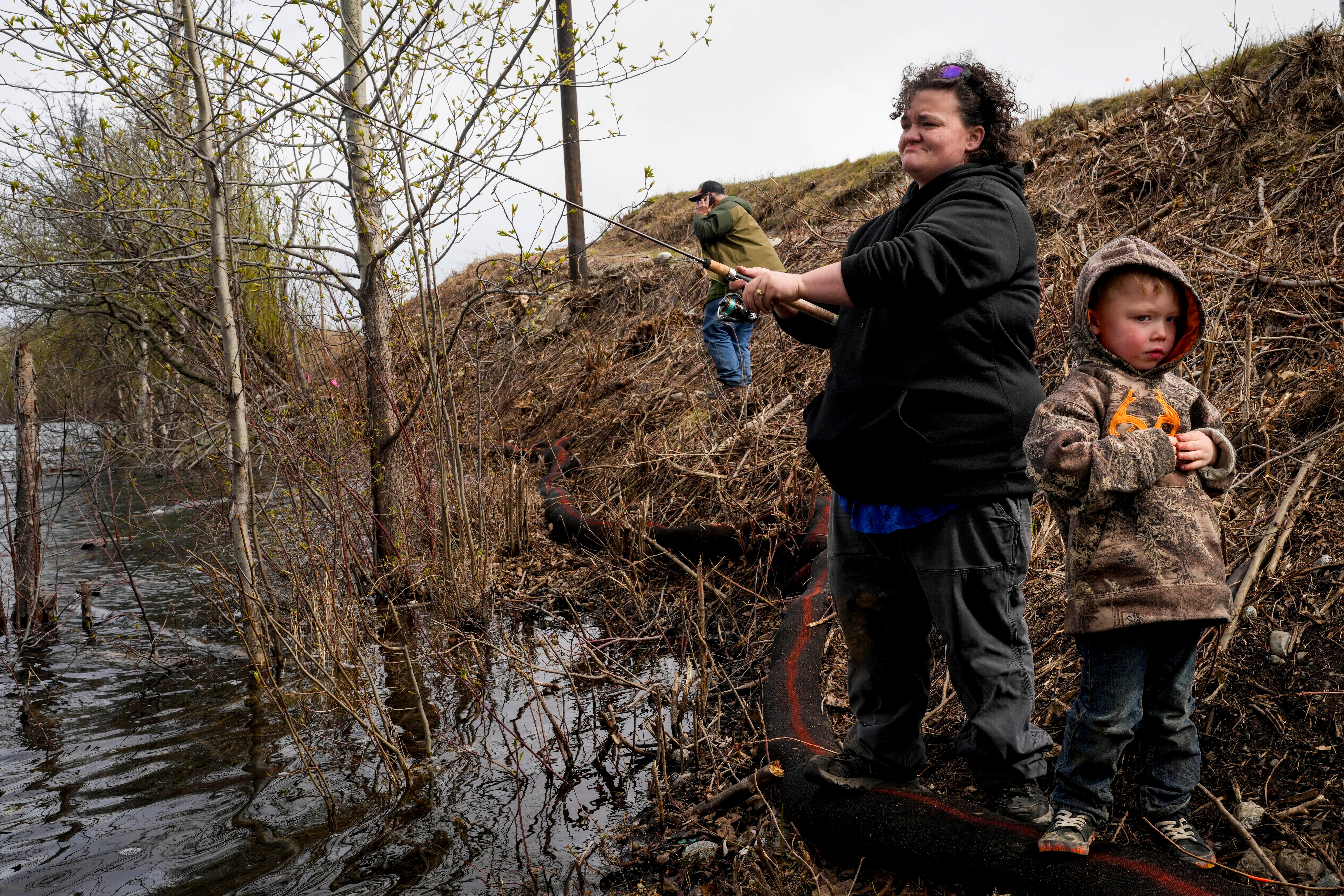 Locals at Echo Lake in Palmer, Alaska, fishing, an activity that most don’t get enough time for with the longest work week in the country, the only state where the average person works over 40 hours.