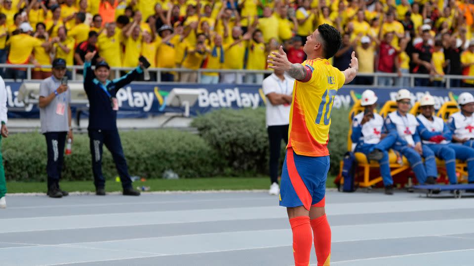 Rodríguez celebrates giving Colombia a 2-1 lead against Argentina. - Ricardo Mazalan/AP