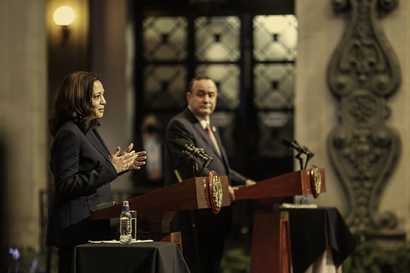 Harris in Guatemala on her first trip overseas as vice president, which also included Mexico, in 2021