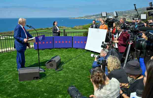 Former President Donald Trump during a press conference at Trump...