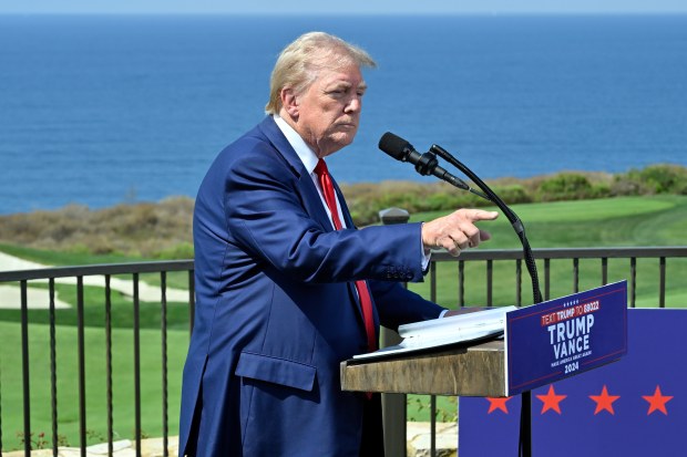 Former President Donald Trump during a press conference at Trump...