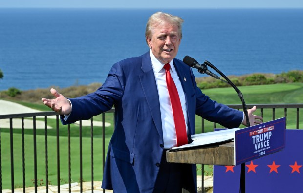 Former President Donald Trump during a press conference at Trump...