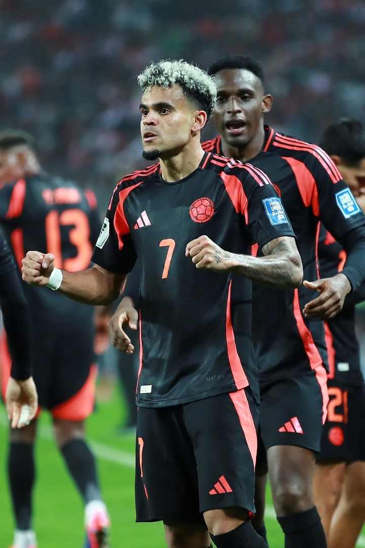 Luis Diaz empató el partido para Colombia ante Perú. (AP Photo/Daniel Apuy)