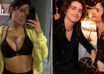 Kylie Jenner stuns as she shows off abs in plunging sports bra after reuniting with Timothee Chalamet
