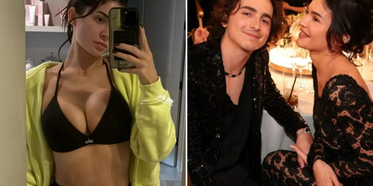 Kylie Jenner stuns as she shows off abs in plunging sports bra after reuniting with Timothee Chalamet