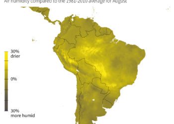 South America: Air Humidity Anomalies In August 2024