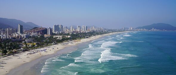 Holidays in Brazil. Beautiful landscape of Brazilian coast in Sao Paulo state, Brazil.