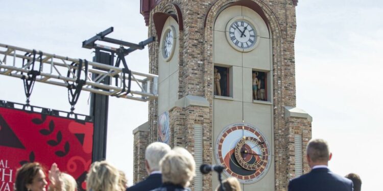 First astronomical clock tower in United States dedicated in Cedar Rapids by Czech, Slovak president