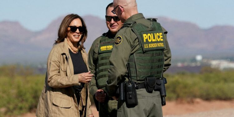 Kamala Harris takes aim at Trump on first visit to US border in three years