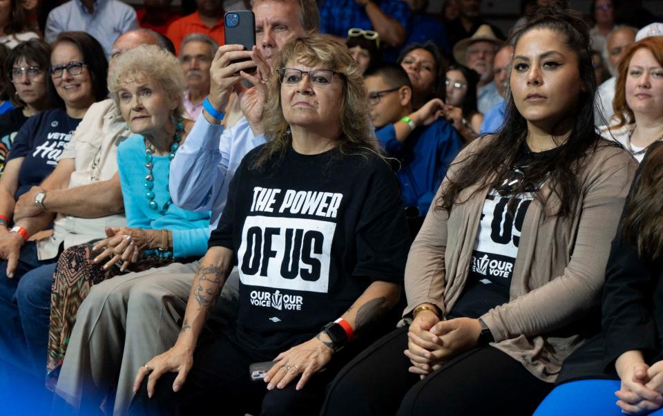 Some of the audience at the Harris rally in Douglas, Arizona