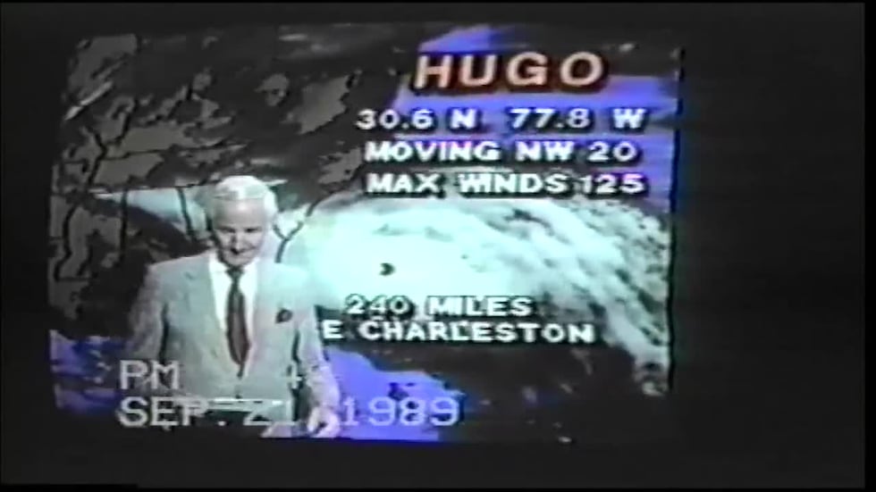 The late Charlie Hall anchored Live 5's coverage of Hurricane Hugo as it approached the...