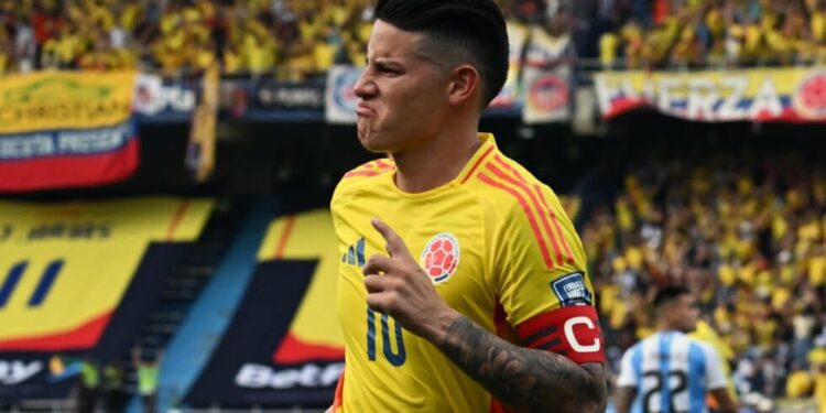colombia captain james rodriguez celebrates his winning goal against argentina photo afp