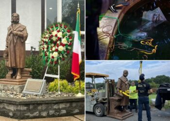 Christopher Columbus statue tossed into lake in Virginia finds new home in NYC 'burbs