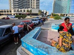 Drivers queue to get fuel near a gas station in Havana on April 24, 2023.