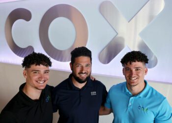 Brothers who all immigrated from Cuba and work at Cox Communications, from left, David Rodrigue ...