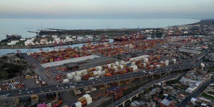 Aerial view of Dock Sud Port in Avellaneda, Buenos Aires Province, Argentina, taken on September 20, 2024.