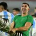 argentina s emiliano martinez celebrates with the copa america s trophy after the match world cup qualifiers match between argentina vs chile at estadio mas monumental buenos aires argentina on september 5 2024 photo reuters