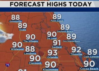 Hit-or-miss showers are possible in Central Florida