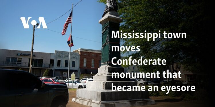 Mississippi town moves Confederate monument that became an eyesore