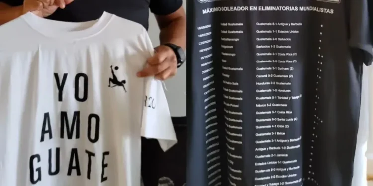 La camiseta blanca tiene la frase “Yo amo Guate” y la negra recuerda todos los goles de Carlos Ruiz por Eliminatorias. (Foto: Instagram de Carlos Ruiz)