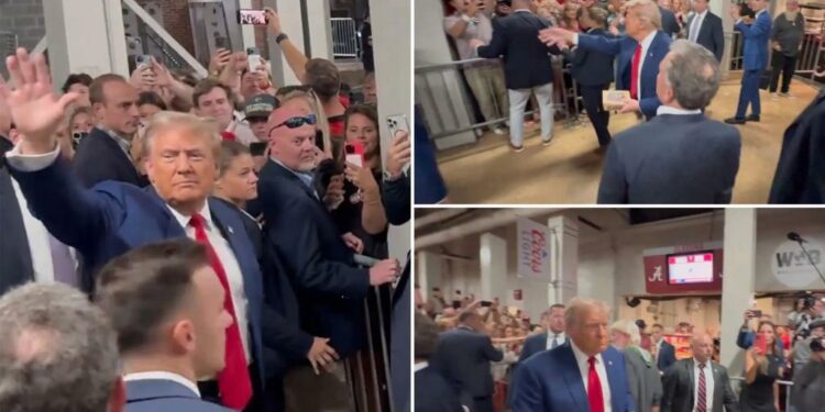 President Trump arrives at Bryant-Denny Stadium in Tuscaloosa for Alabama vs. Georgia football game