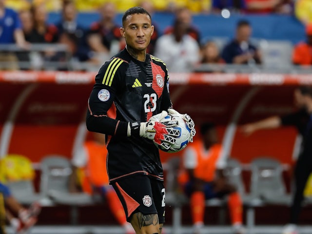 Costa Rica goalkeeper Patrick Sequeira in action at the Copa America on June 28, 2024