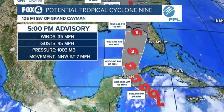 Storm Surge and Tropical Storm Watches issued for parts of SWFL