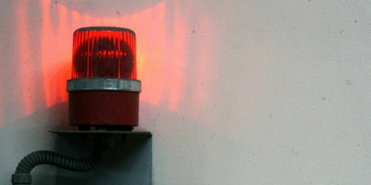 Red siren flashing