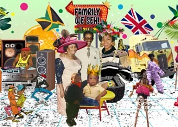 Idris Veitch and Wilfred Limonious An illustration of Cagney with his younger brother, mother and maternal great-grandparents (Credit: Idris Veitch and Wilfred Limonious)