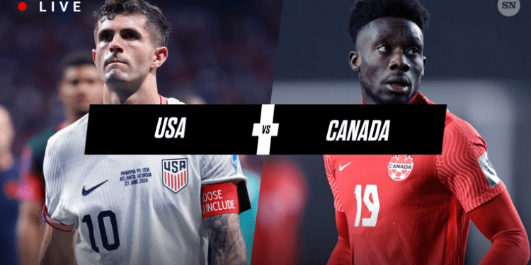 Christian Pulisic of USA and Alphonso Davies of Canada split versus