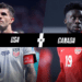 Christian Pulisic of USA and Alphonso Davies of Canada split versus