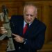 Venezuela's Interior Minister Diosdado Cabello holds a US made M4A1 rifle as he speaks during a session at the National Assembly in Caracas on September 17, 2024.