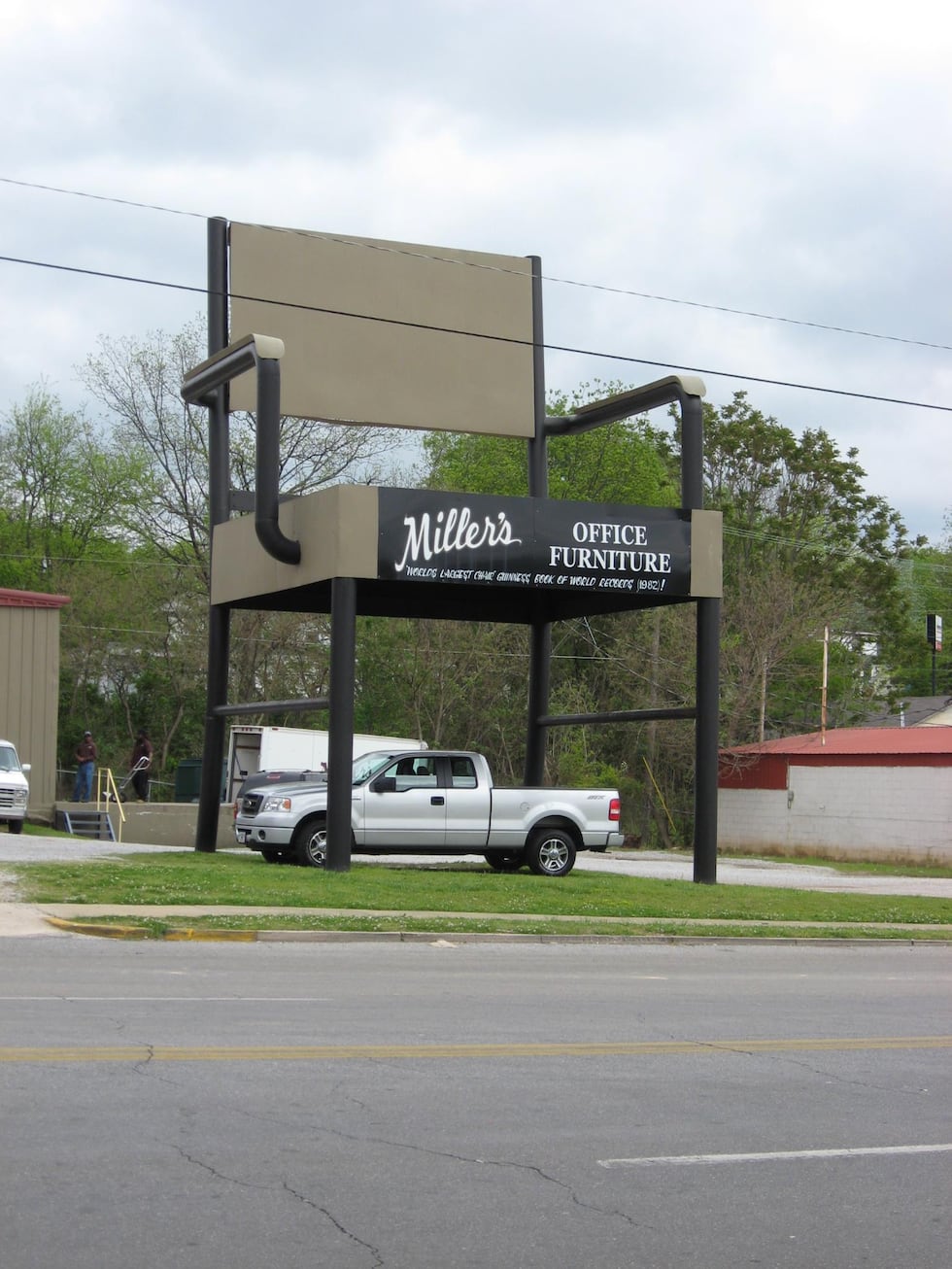 The World's Largest Office Chair is located at Miller's Office Furniture in Anniston, Alabama.